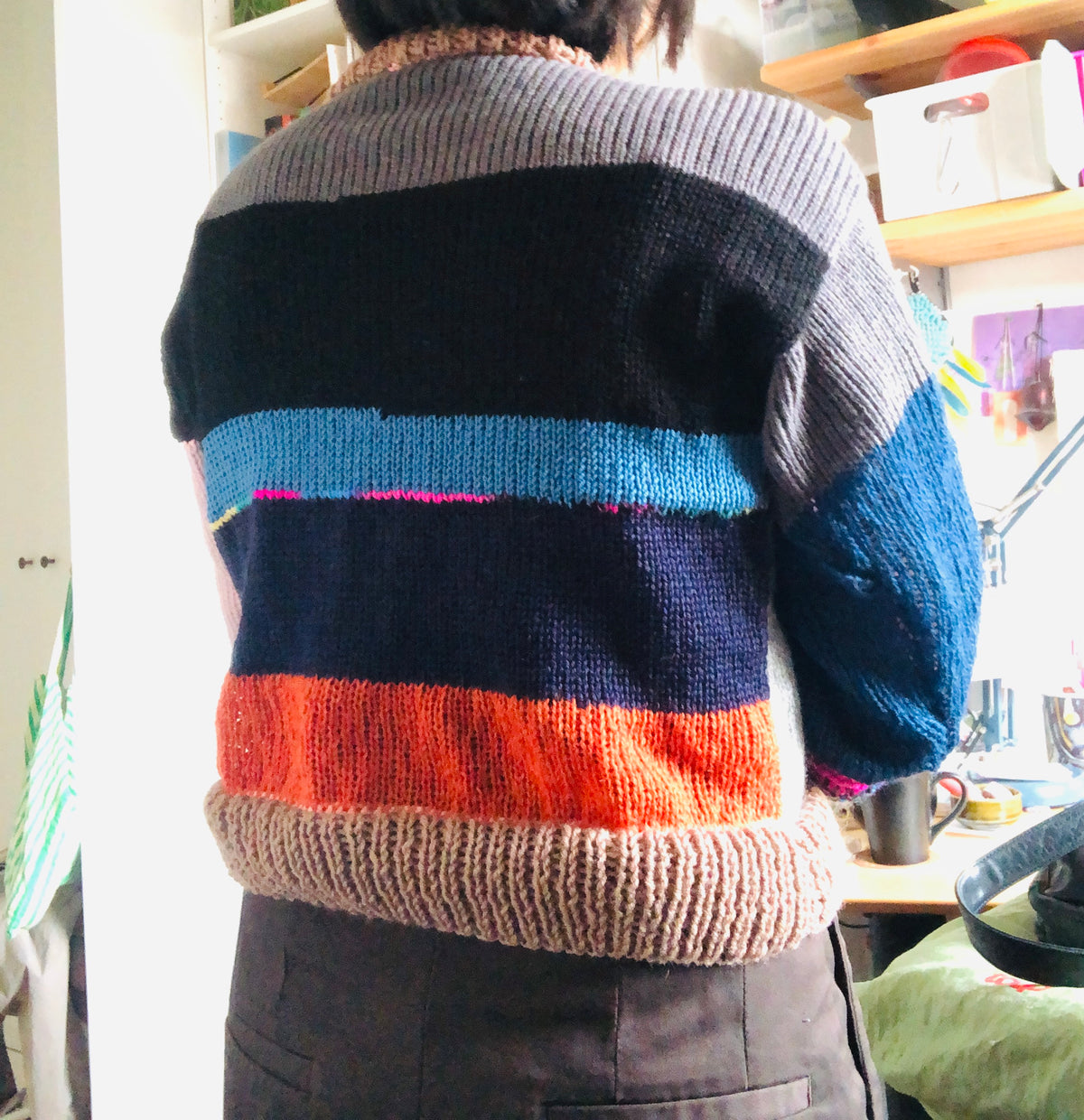 Sweater, slow fashion, fancy yarn, one-of-a-kind, 2538