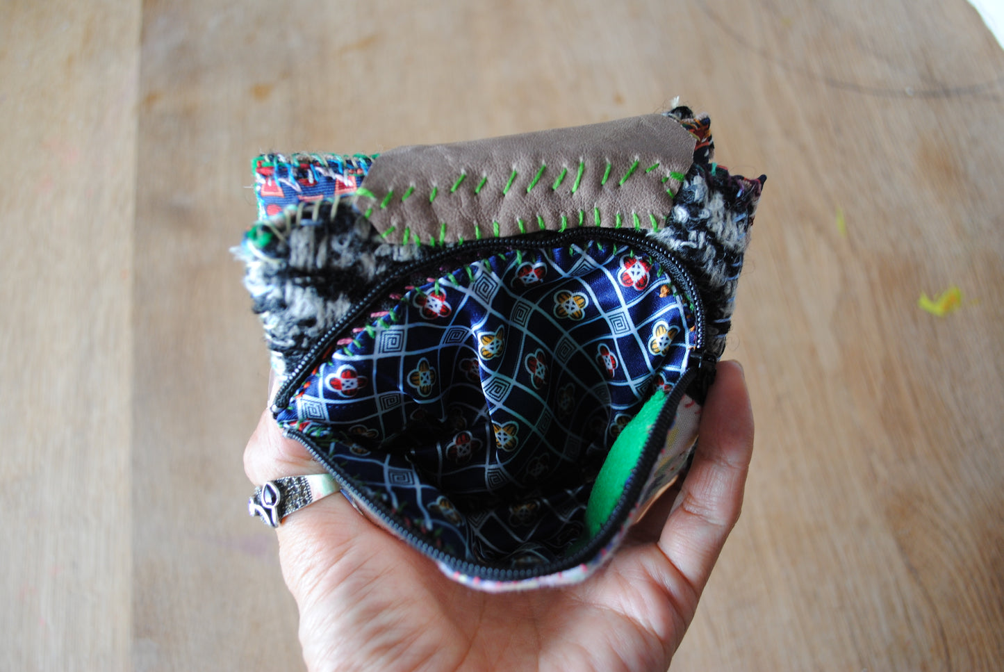 Wallet Cloth Wallet Handmade Hand Sewn Embroidered Patchwork Bifold 1650