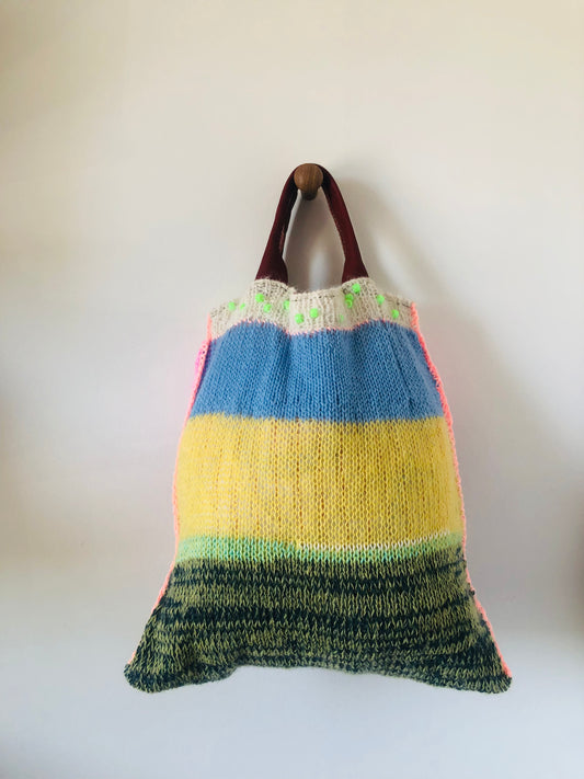 Bag 手縫いのバッグ 布製 編み物 トートバッグ スローファッション ハンドメイド 2440