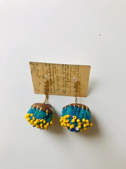 accessories hand sewn earrings maybe asymmetrical earrings beads fabric slow fashion handmade 1843