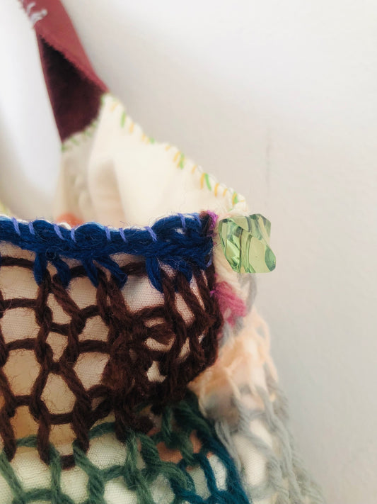 Bag Hand-stitched Bag Fabric Knit Tote Bag Slow Fashion Handmade 2498