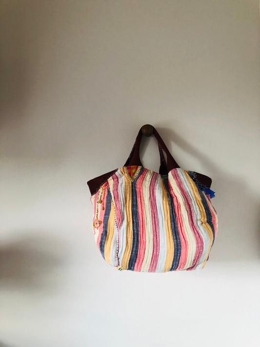 Bag 手縫いのバッグ 布製 トートバッグ スローファッション ハンドメイド 2522