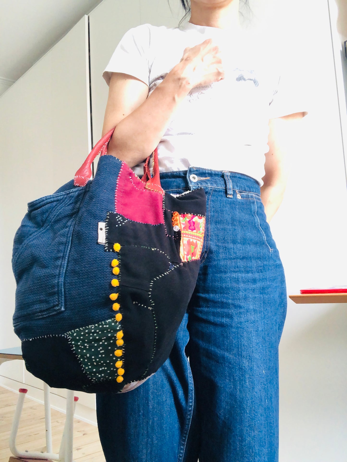 Bag Hand-sewn cloth tote bag Slow fashion Handmade 2474