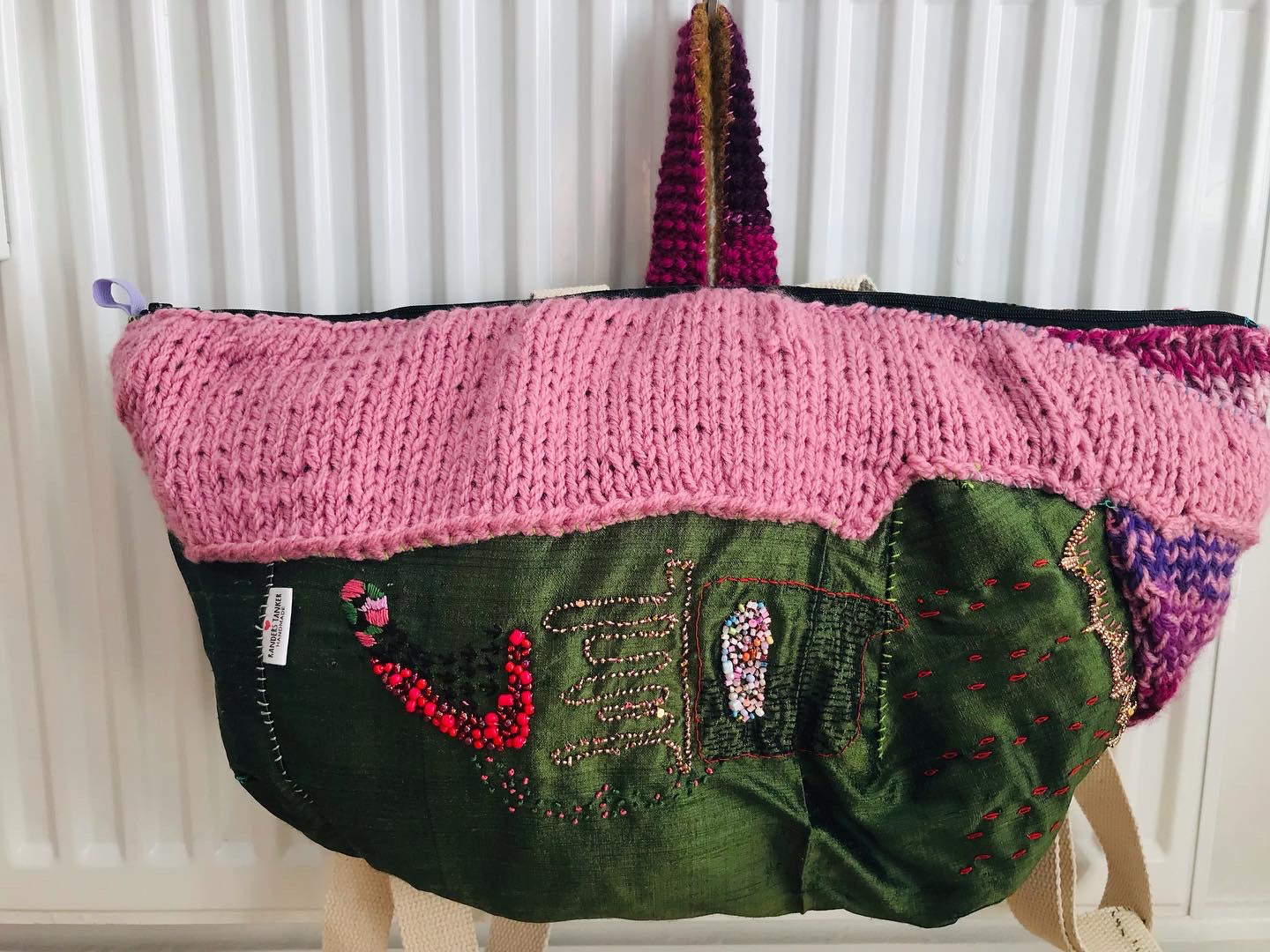 Rucksack Beaded Embroidered Hand Sewn Fabric Canvas 1586