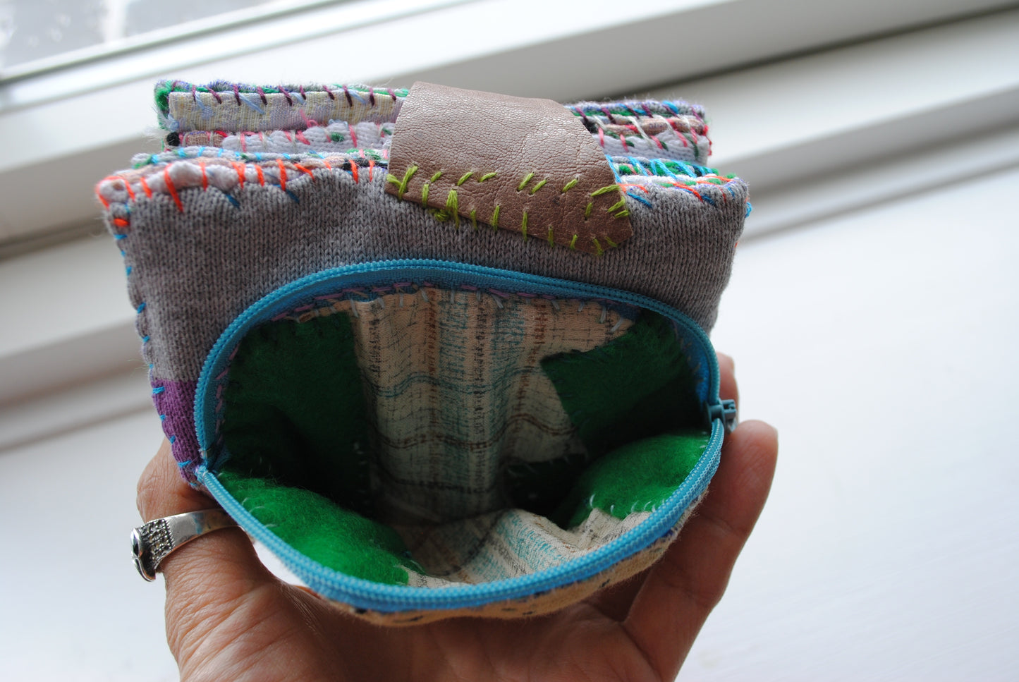 Wallet Cloth Wallet Handmade Hand Sewn Embroidered Patchwork Bifold 1650
