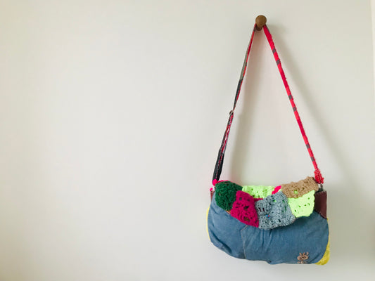 Håndsyet stoftaske, pochette, skuldertaske, slow fashion, håndlavet, 1949