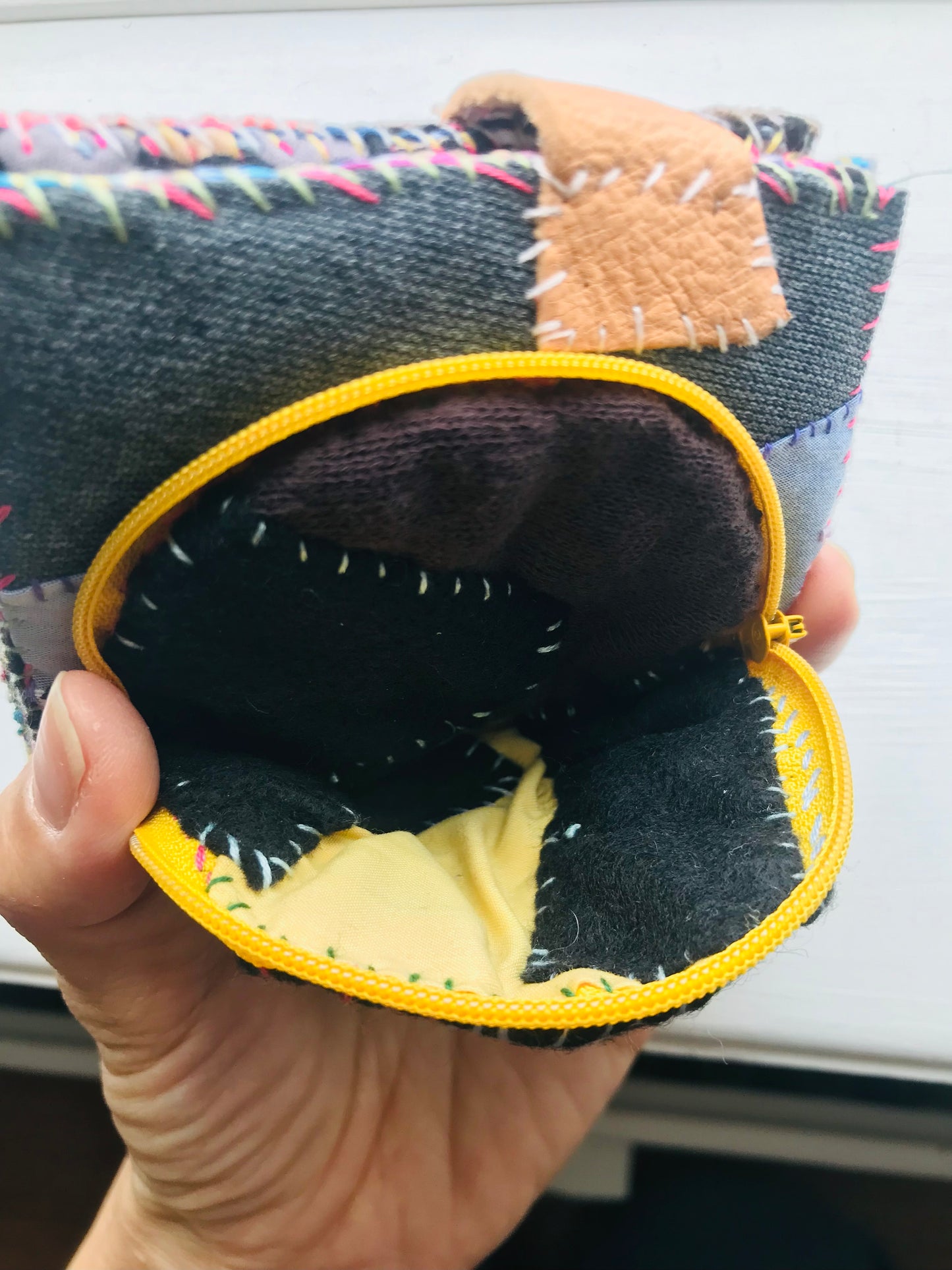 Wallet Cloth Wallet Handmade Hand Sewn Embroidered Patchwork Bifold 1649