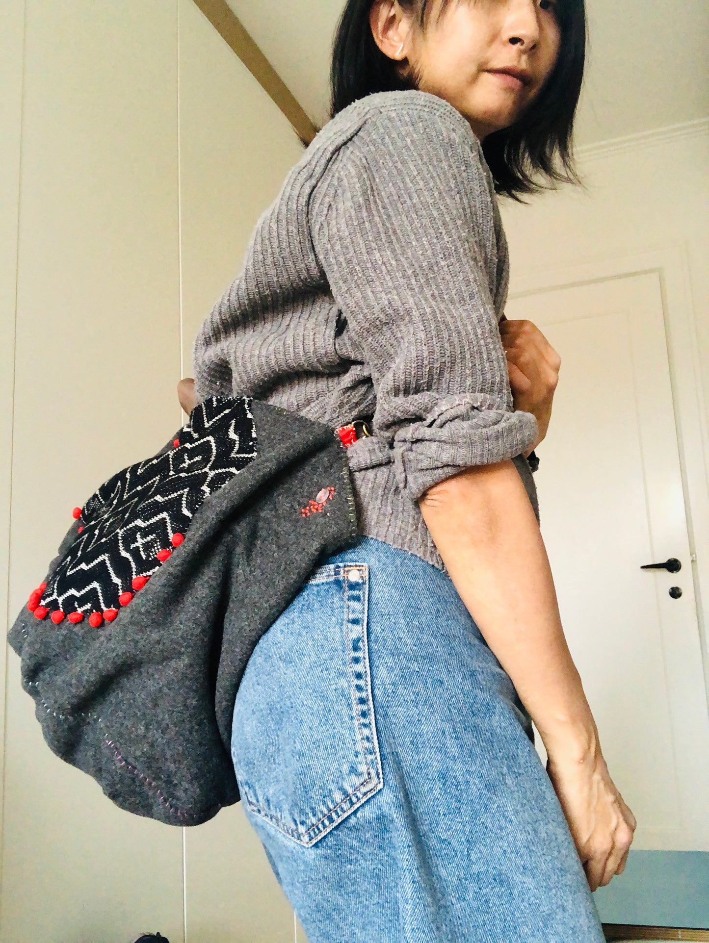 Bag 手縫いのバッグ 布製 トートバッグ スローファッション ハンドメイド 2500
