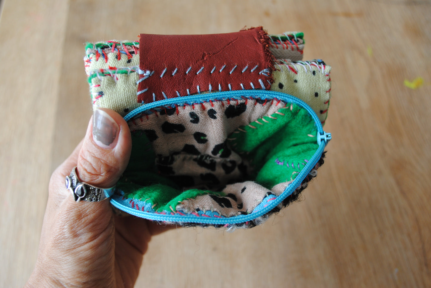 Wallet Cloth Wallet Handmade Hand Sewn Embroidered Patchwork Bifold 1650