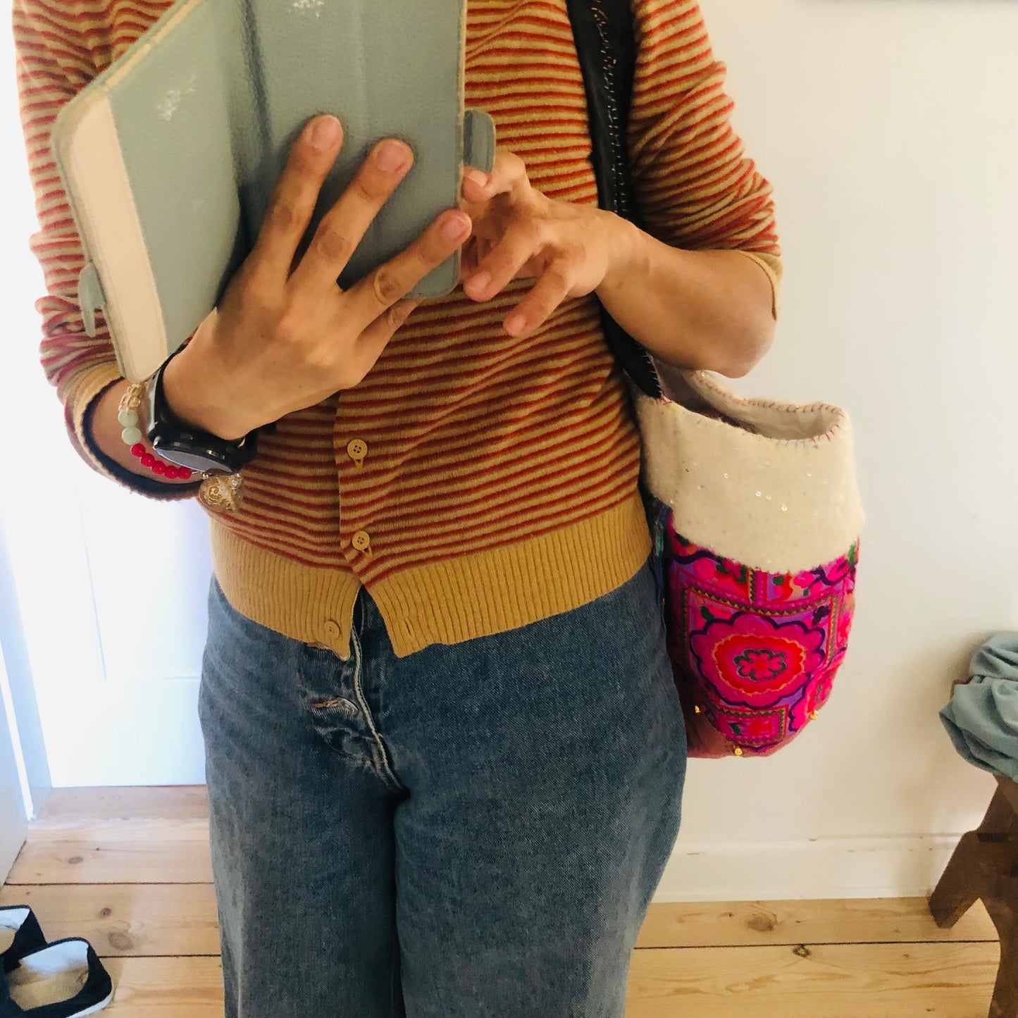 Bag 手縫いのバッグ 布製 トートバッグ スローファッション ハンドメイド 2422