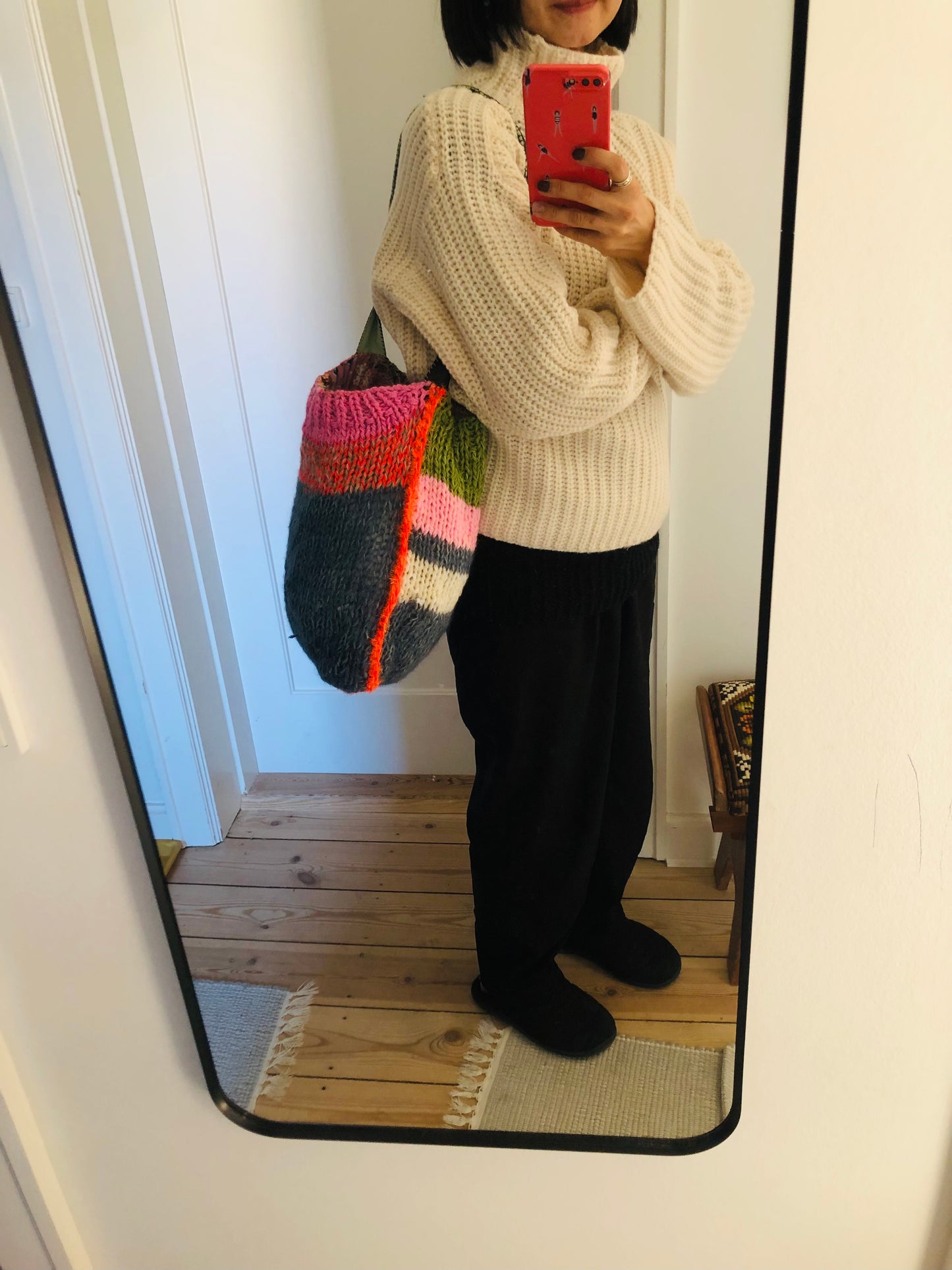 Bag 手縫いのバッグ 布製 トートバッグ スローファッション ワンハンドルバッグ ハンドメイド 2384