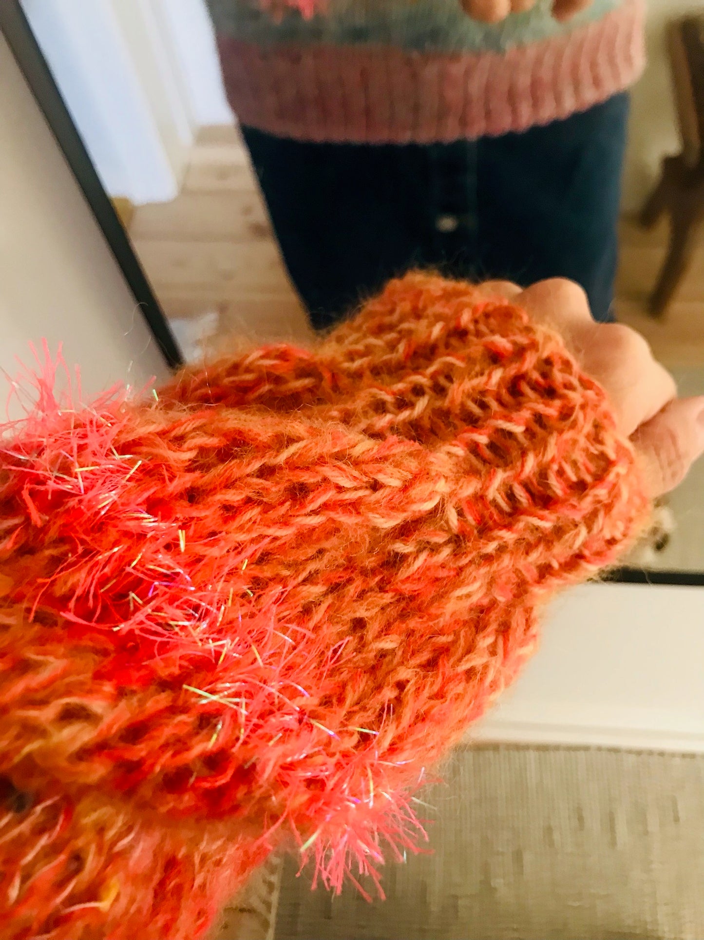 セーター 手編み スローファッション ファンシーヤーン oneofakind ショート丈 モヘア 2104