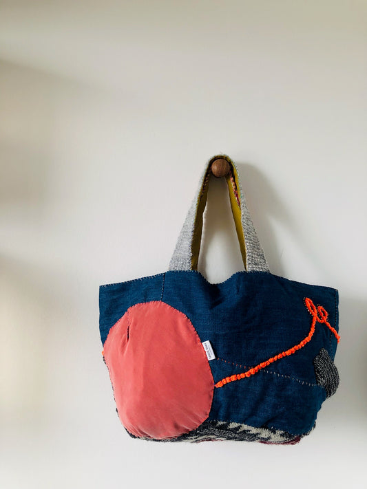 Bag Hand-sewn bag Fabric tote bag Slow fashion Handmade 2182