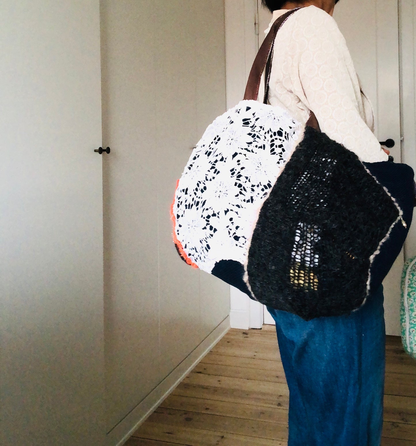 Bag Hand-sewn bag Fabric tote bag Slow fashion Handmade 2217