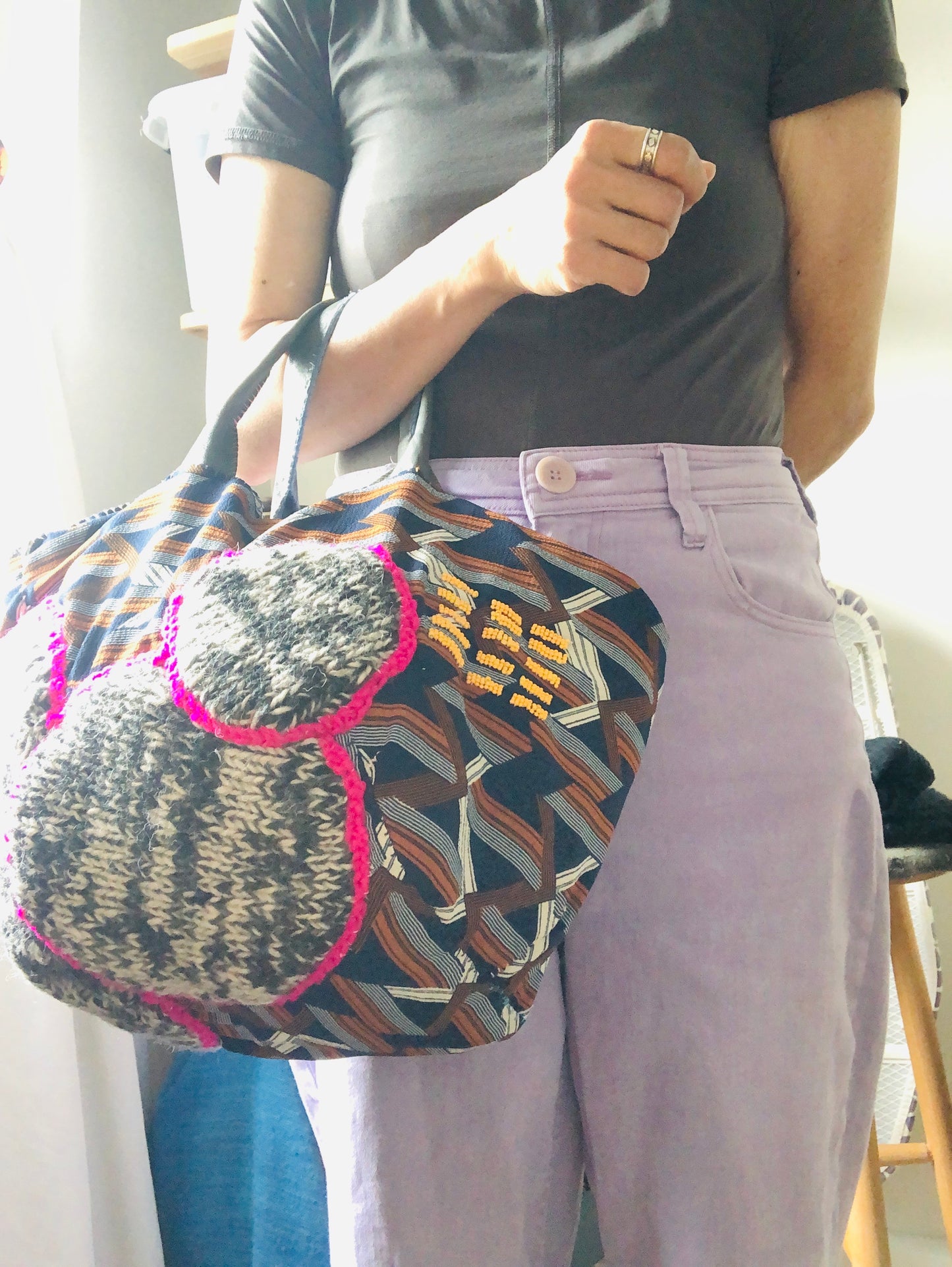 Bag Hand-sewn bag Fabric tote bag Slow fashion Handmade 2239