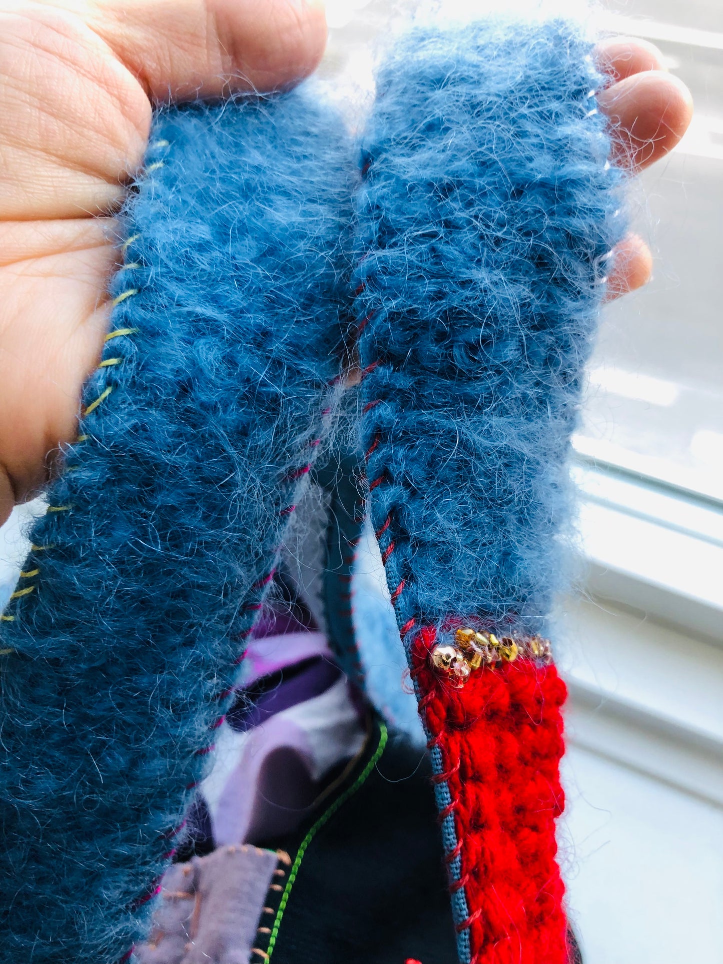 Bag Free Shipping Hand-sewn Bag Fabric Tote Bag Slow Fashion Handmade 2242