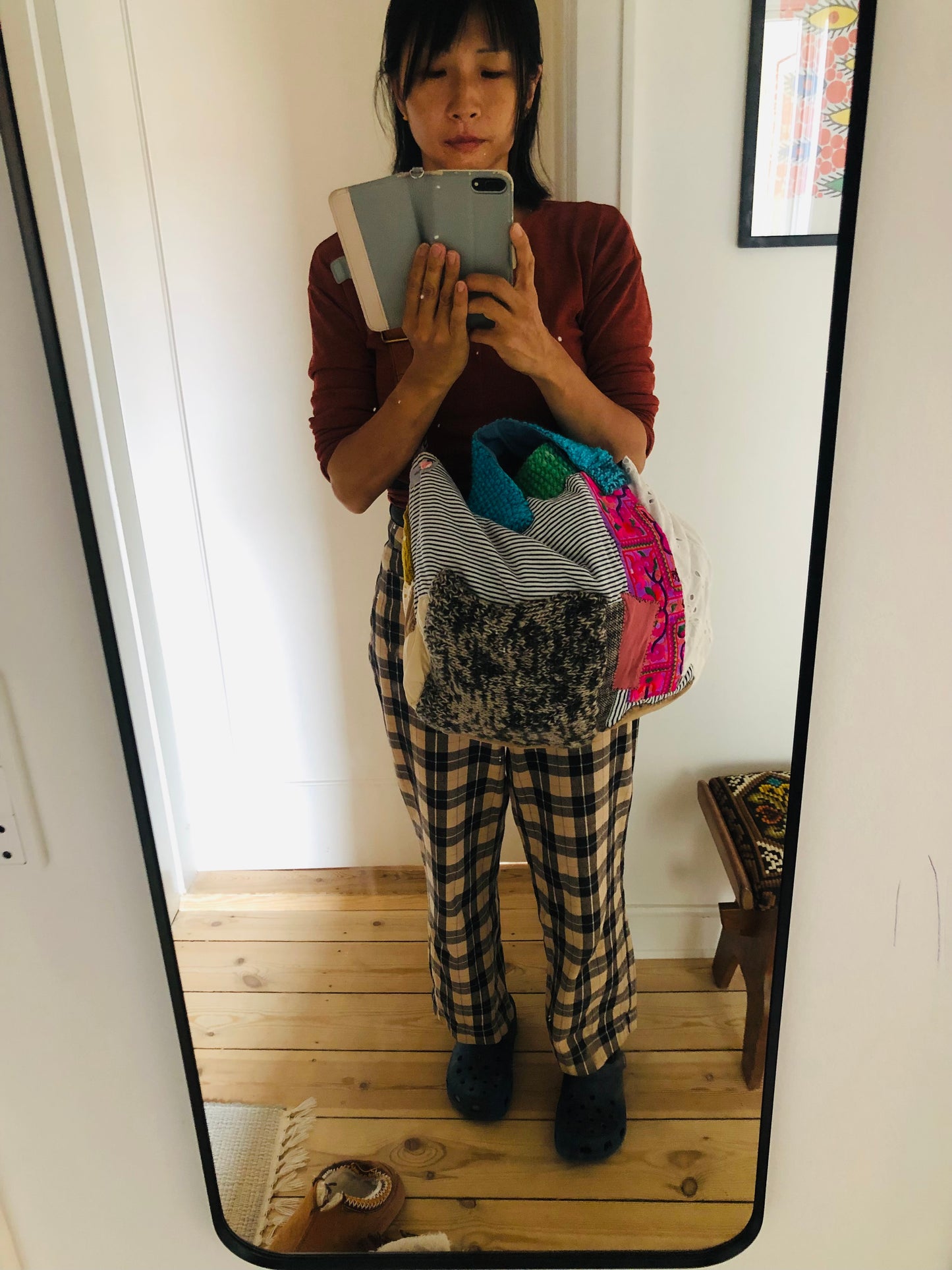 Bag Hand-sewn Fabric Tote Bag Slow Fashion Handmade 2277