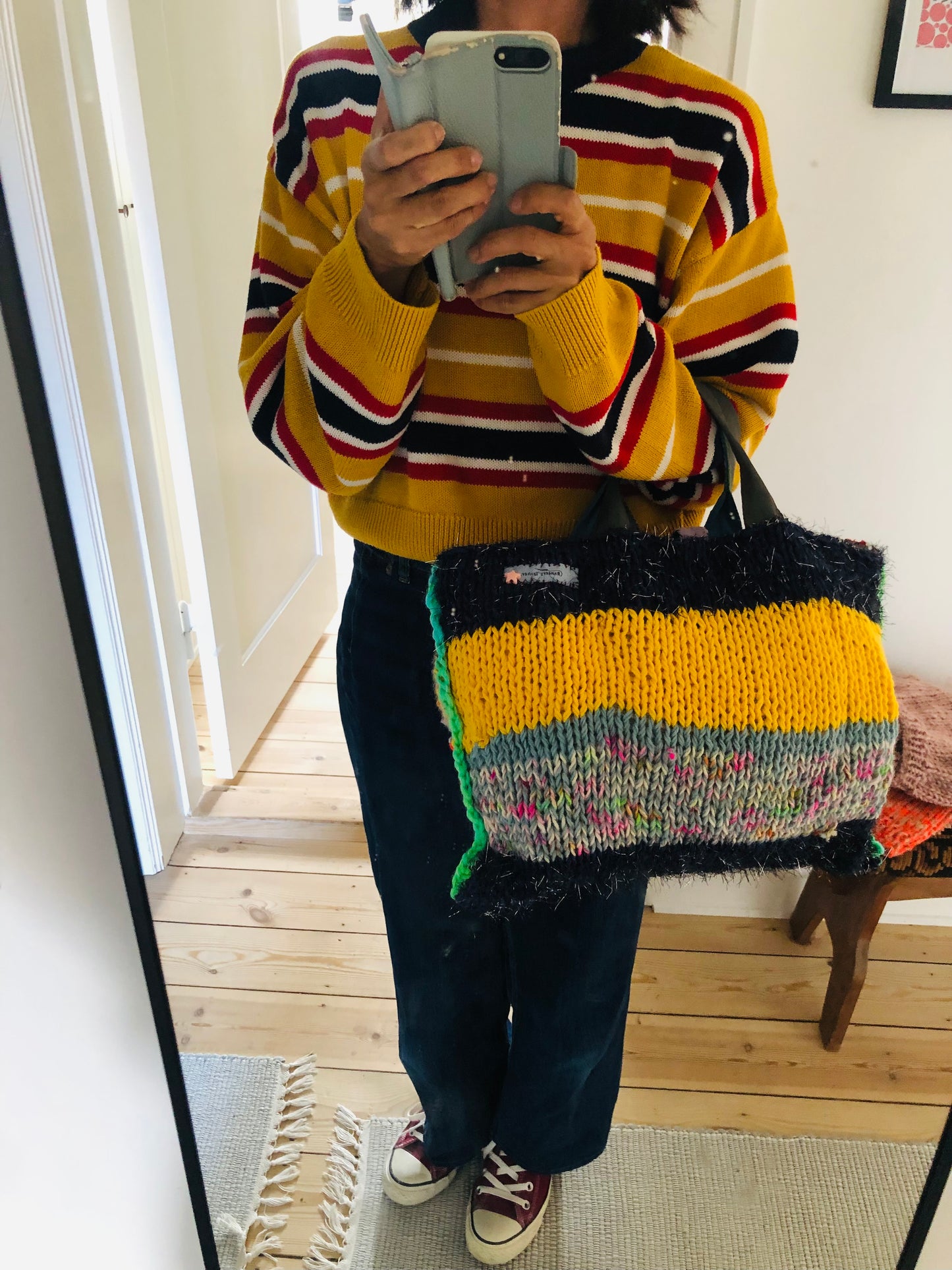 Bag 手縫いのバッグ 毛糸 トートバッグ スローファッション ハンドメイド 2294