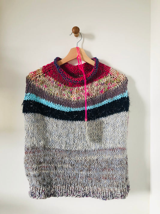 セーター 手編み スローファッション ファンシーヤーン oneofakind ベスト ポンチョ 2301