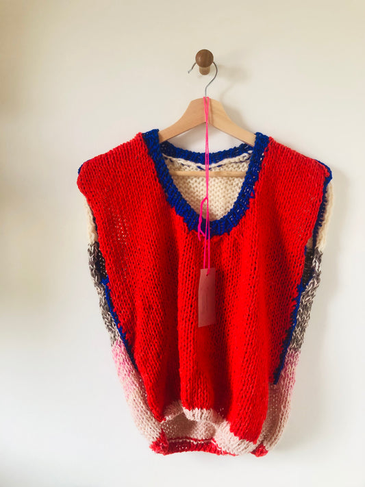 セーター 手編み スローファッション ファンシーヤーン oneofakind 半袖 ショート丈 2310