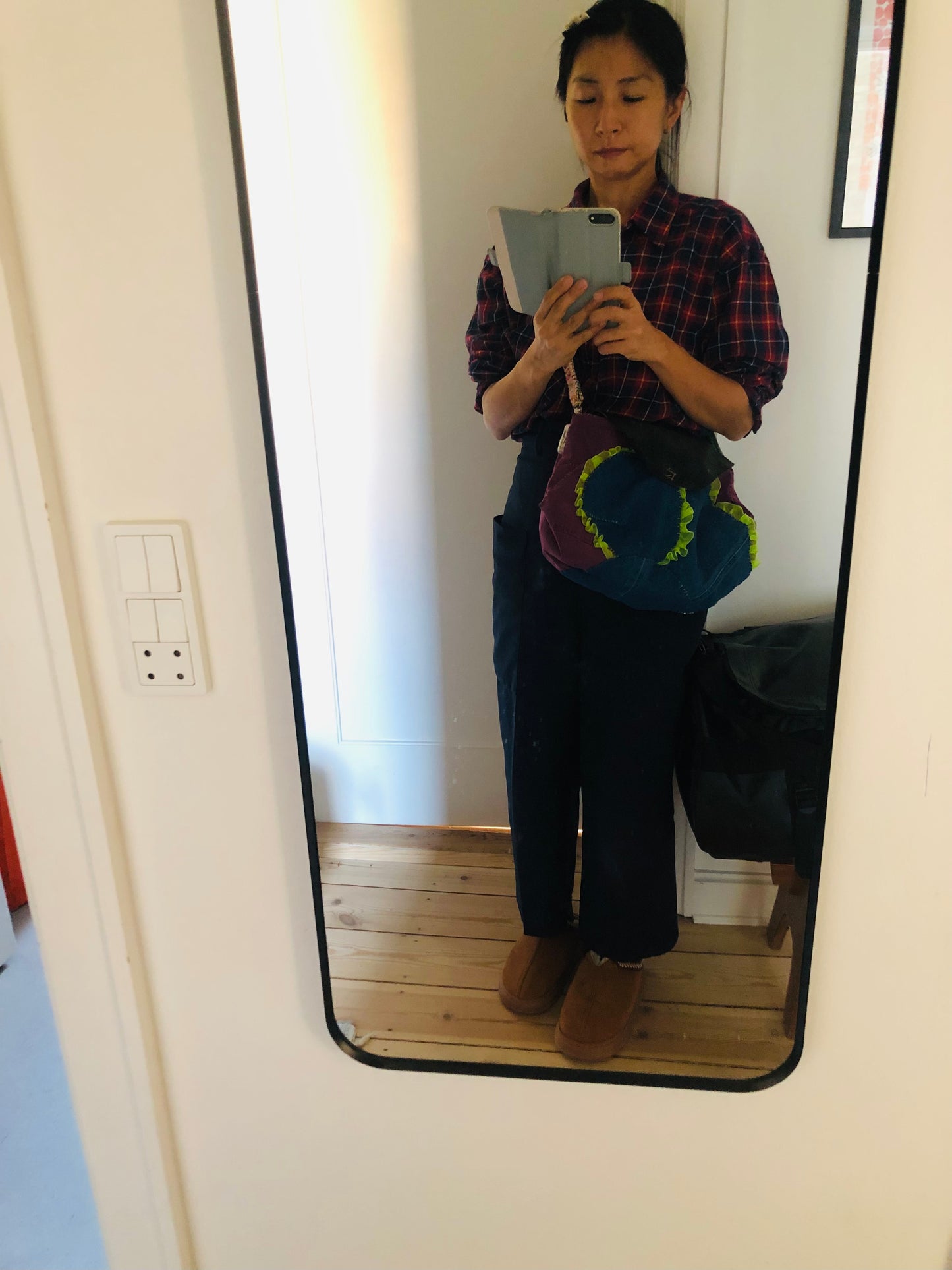 Hand-sewn fabric shoulder bag, slow fashion, handmade pochette 2316