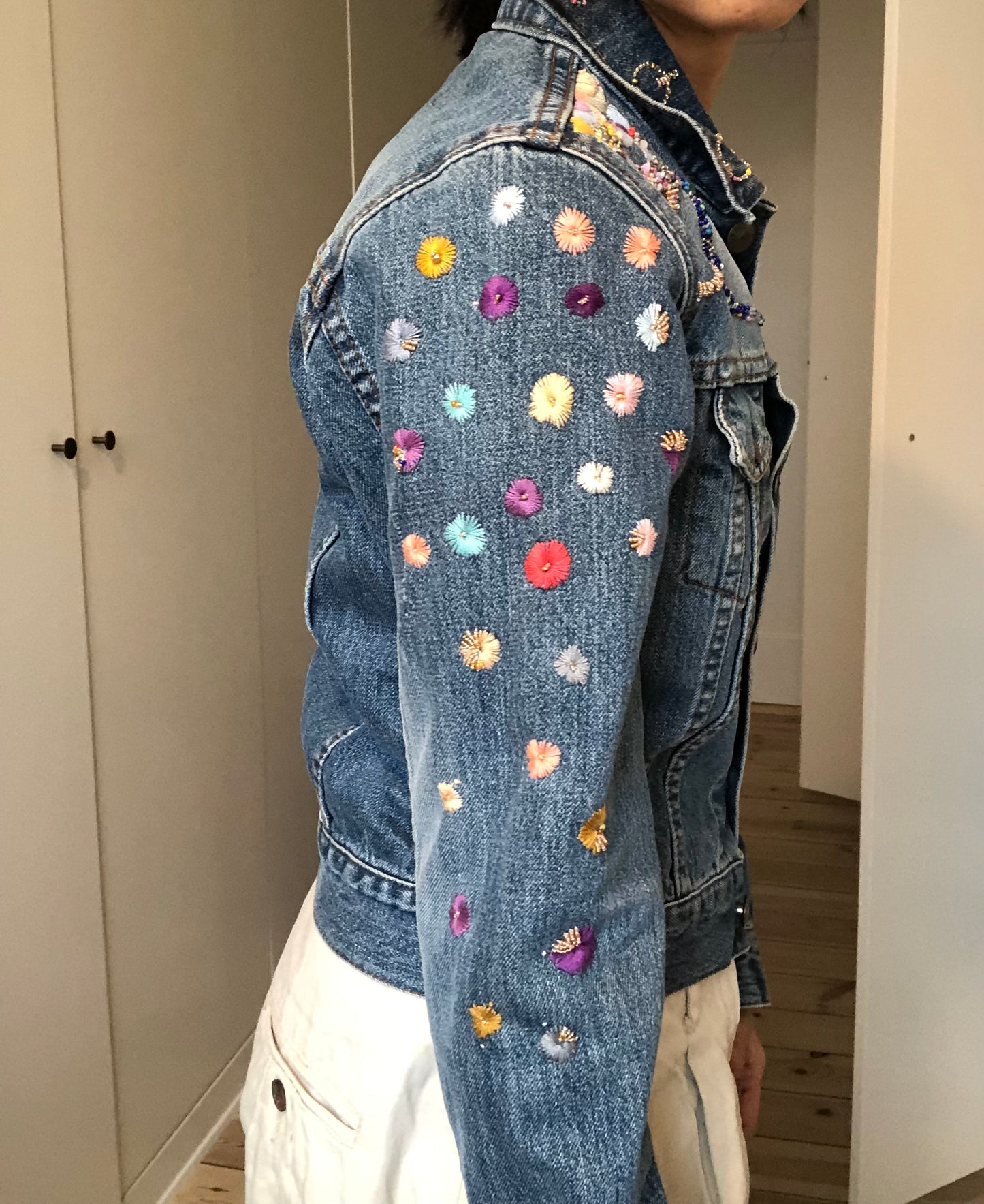 Cowboy jacket remake fabric slow fashion embroidery hand embroidery reproduction handmade 1957