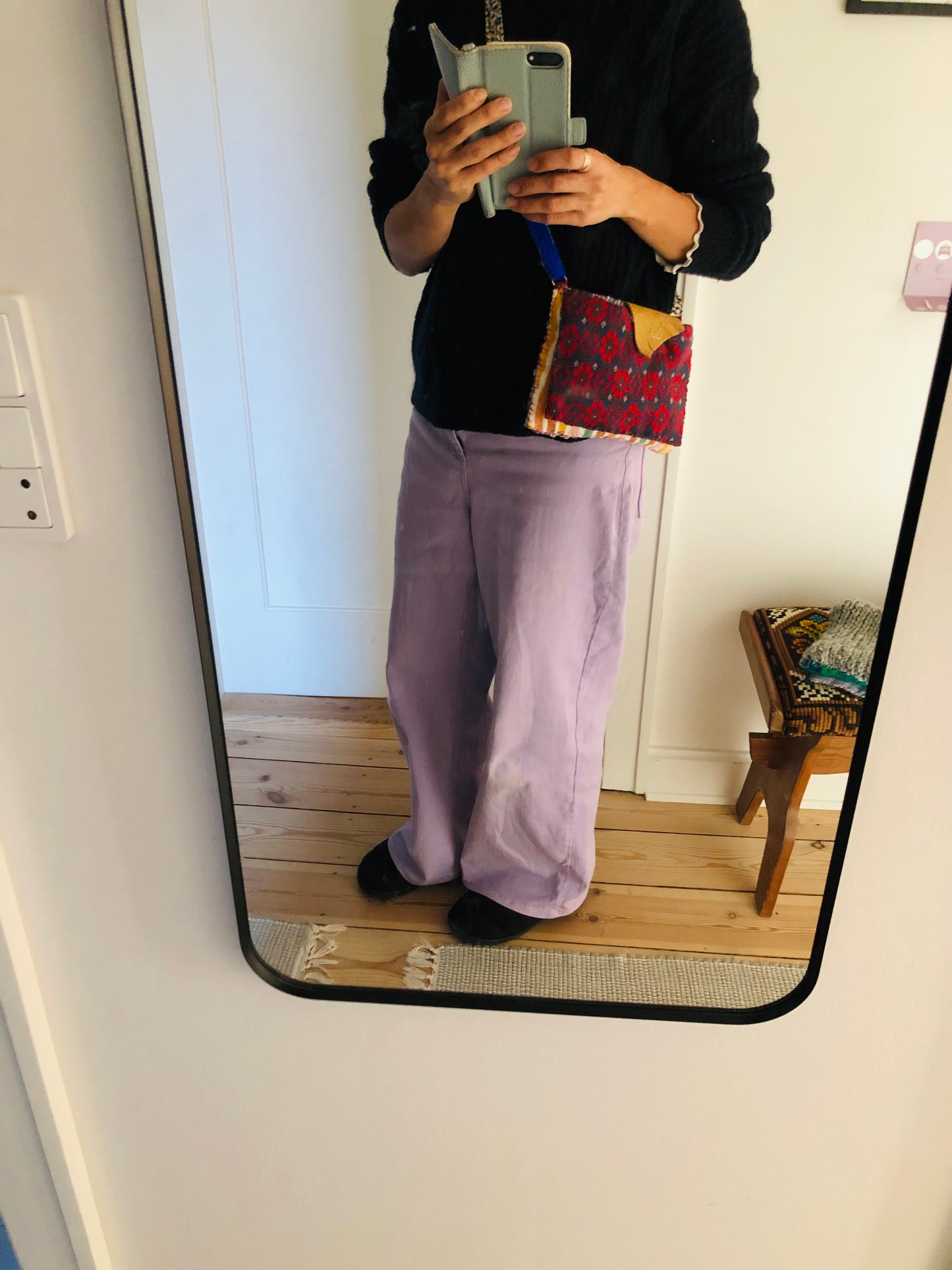 Hand-sewn fabric smartphone bag, slow fashion, handmade pochette, 2329