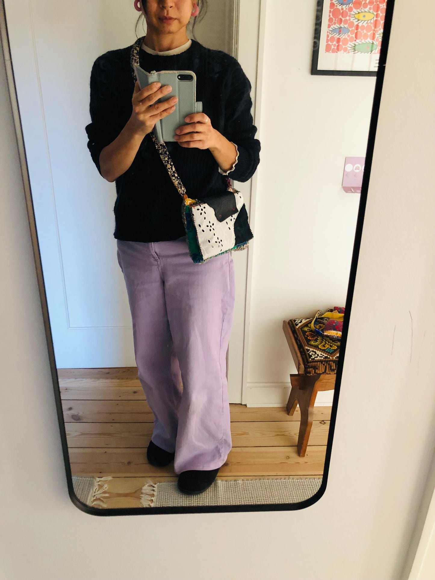 Bag 手縫いのバッグ 布製 スマホバッグ スローファッション ハンドメイド ポシェット 2322