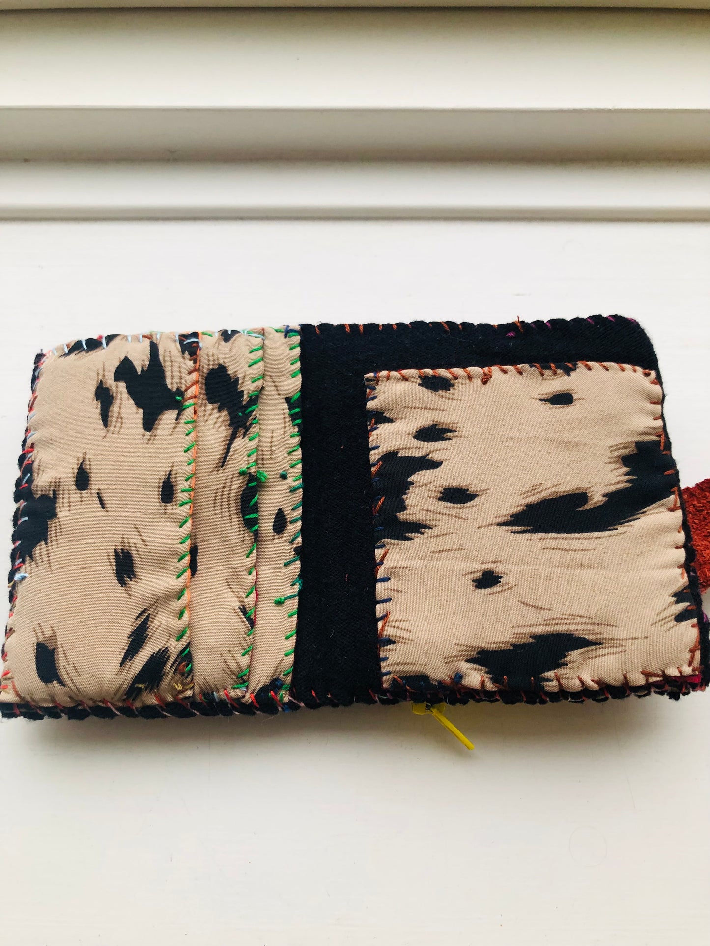Wallet, Fabric Wallet, Handmade, Hand-Sewn, Embroidered, Patchwork, Bifold, 2291