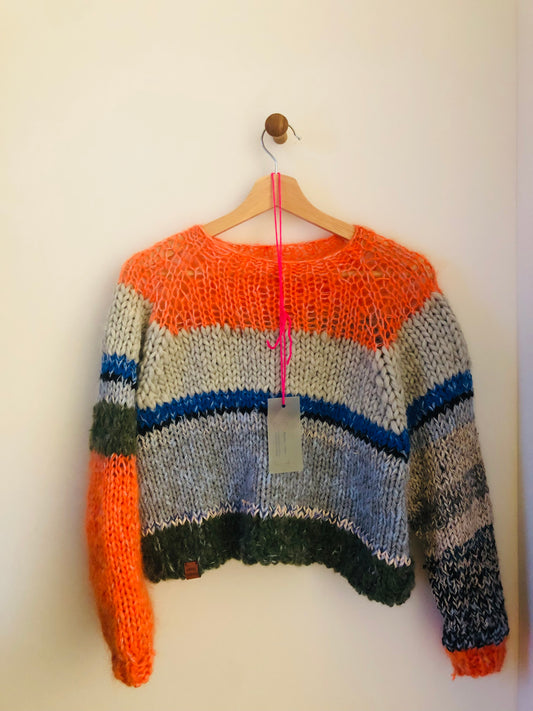 セーター 手編み スローファッション ファンシーヤーン oneofakind ショート丈 2339