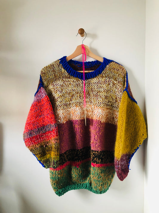 セーター 手編み スローファッション ファンシーヤーン oneofakind ショート丈 2346