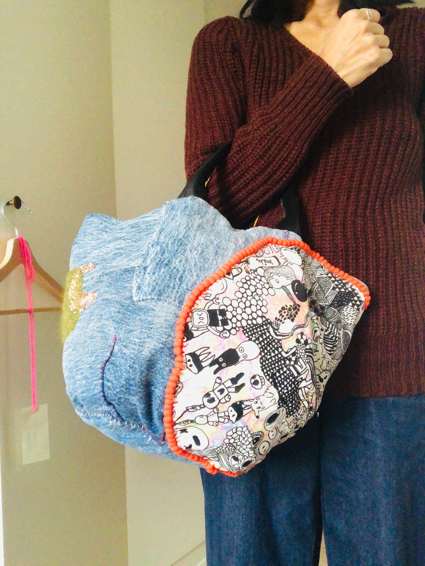 Bag 手縫いのバッグ 布製 トートバッグ スローファッション ハンドメイド 2347