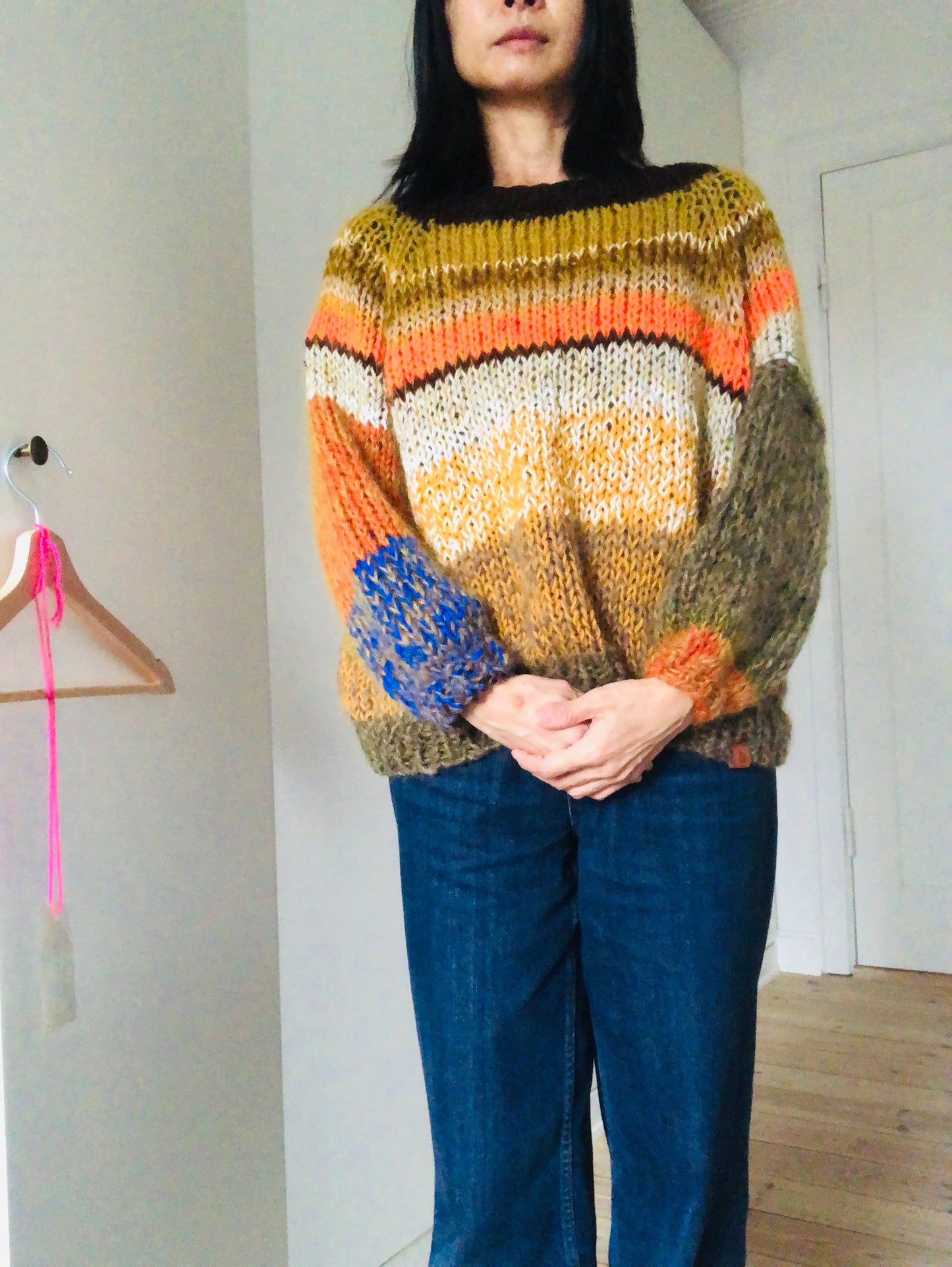 セーター 手編み スローファッション ファンシーヤーン oneofakind ショート丈 2348