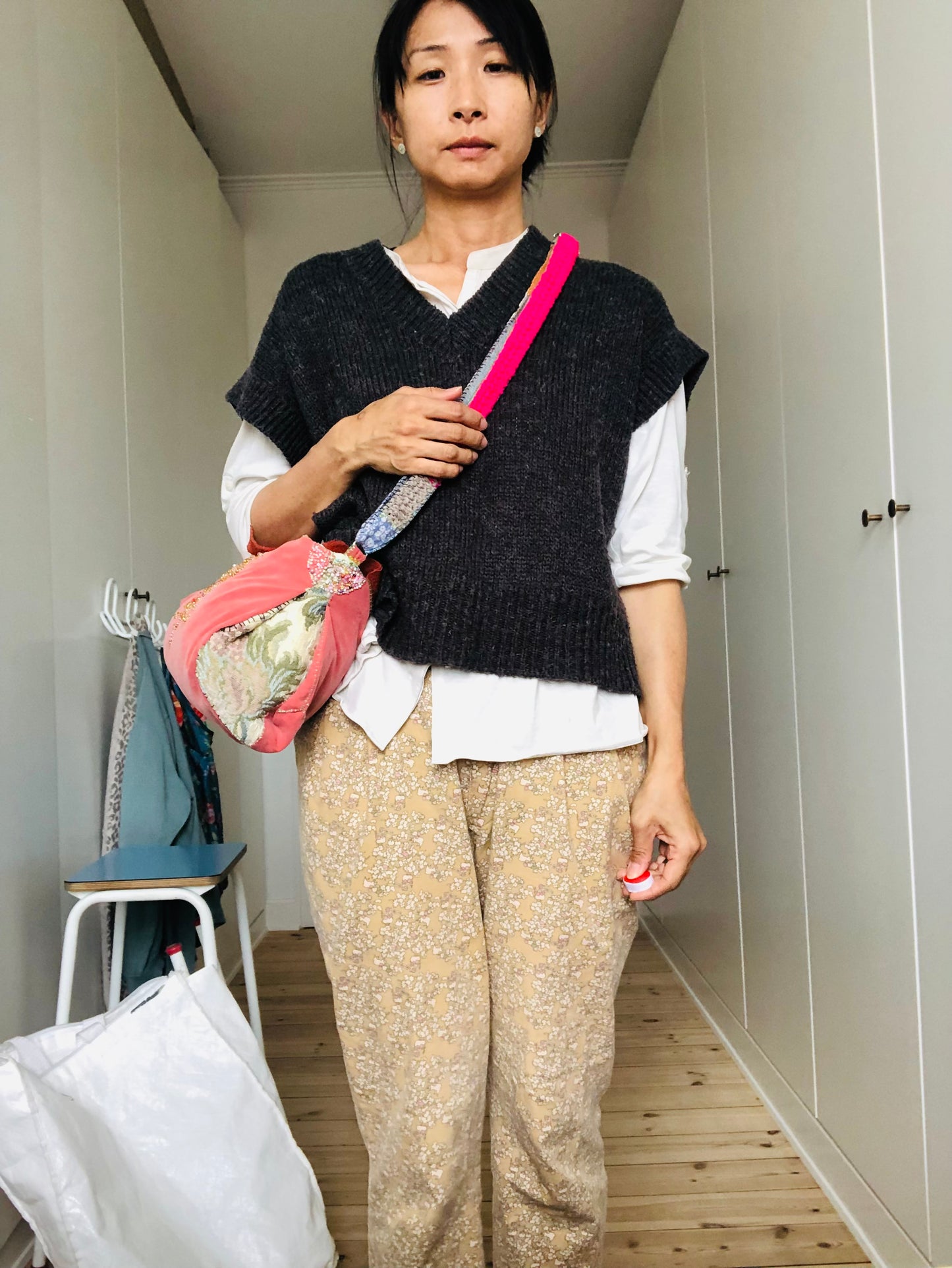 Håndsyet stoftaske, pochette, skuldertaske, slow fashion, håndlavet, 2018