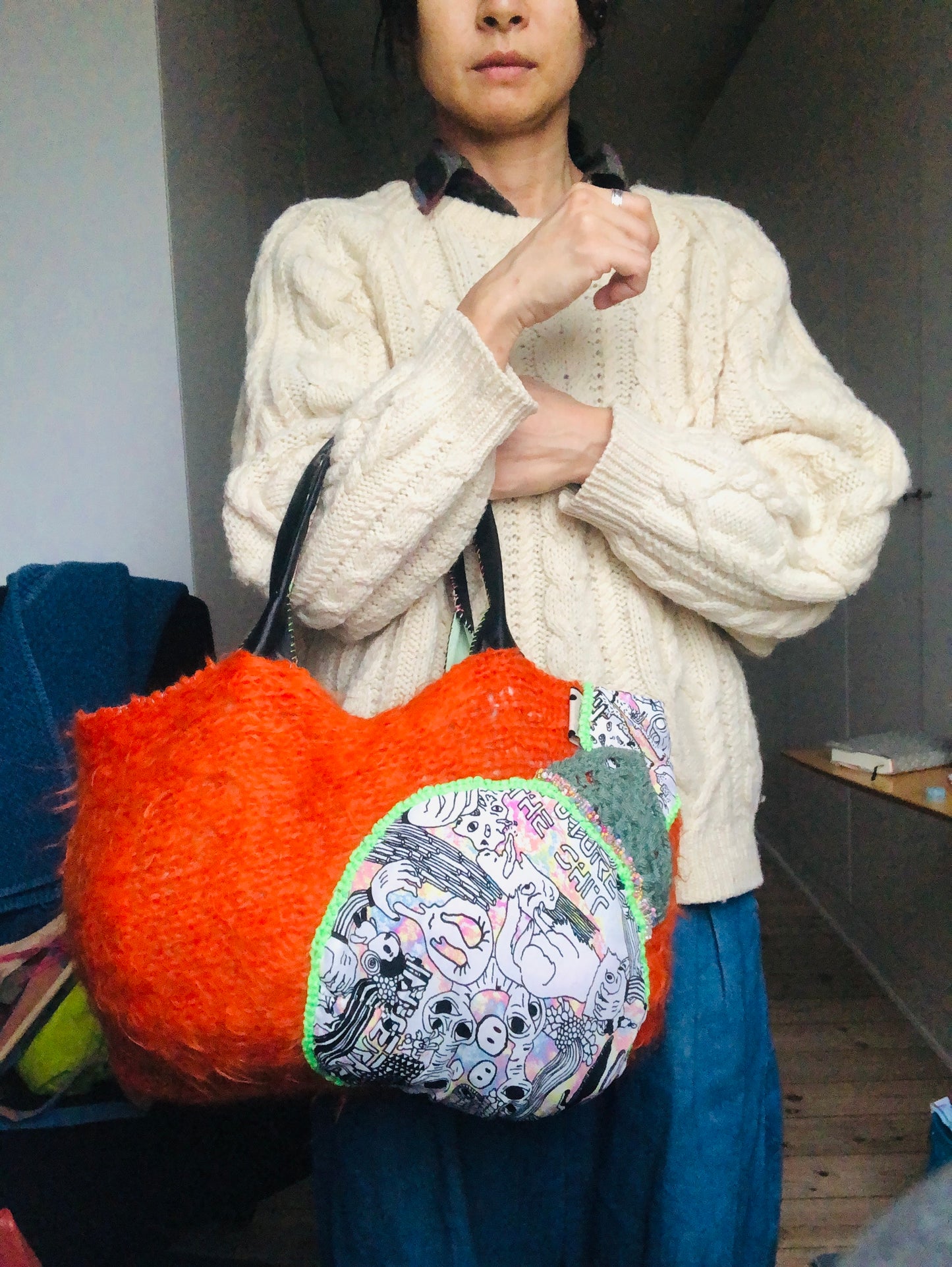 Bag 手縫いのバッグ 布製 トートバッグ スローファッション ハンドメイド 2371