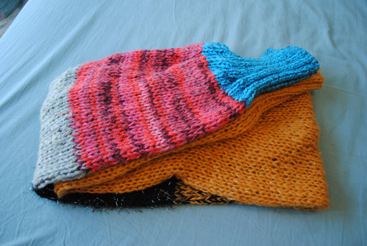 Muffler stole hand-knitted mixed yarn colorful 1644