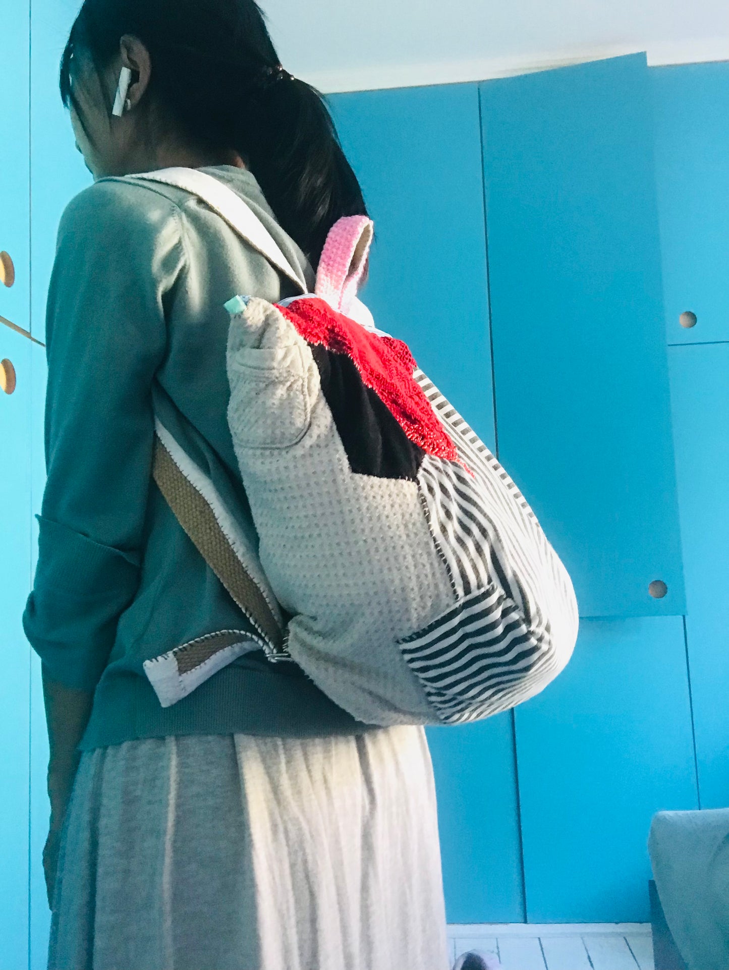 Rucksack Beaded Embroidered Hand Sewn Fabric Canvas 1586