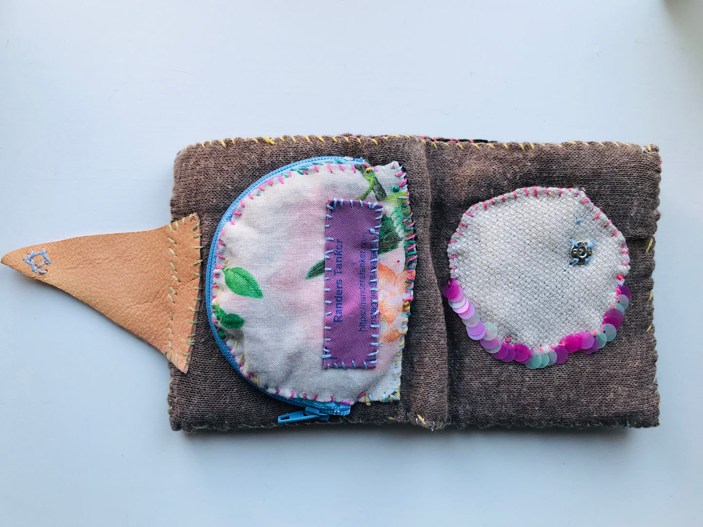 Wallet Cloth Wallet Handmade Hand Sewn Embroidered Patchwork Bifold 1654