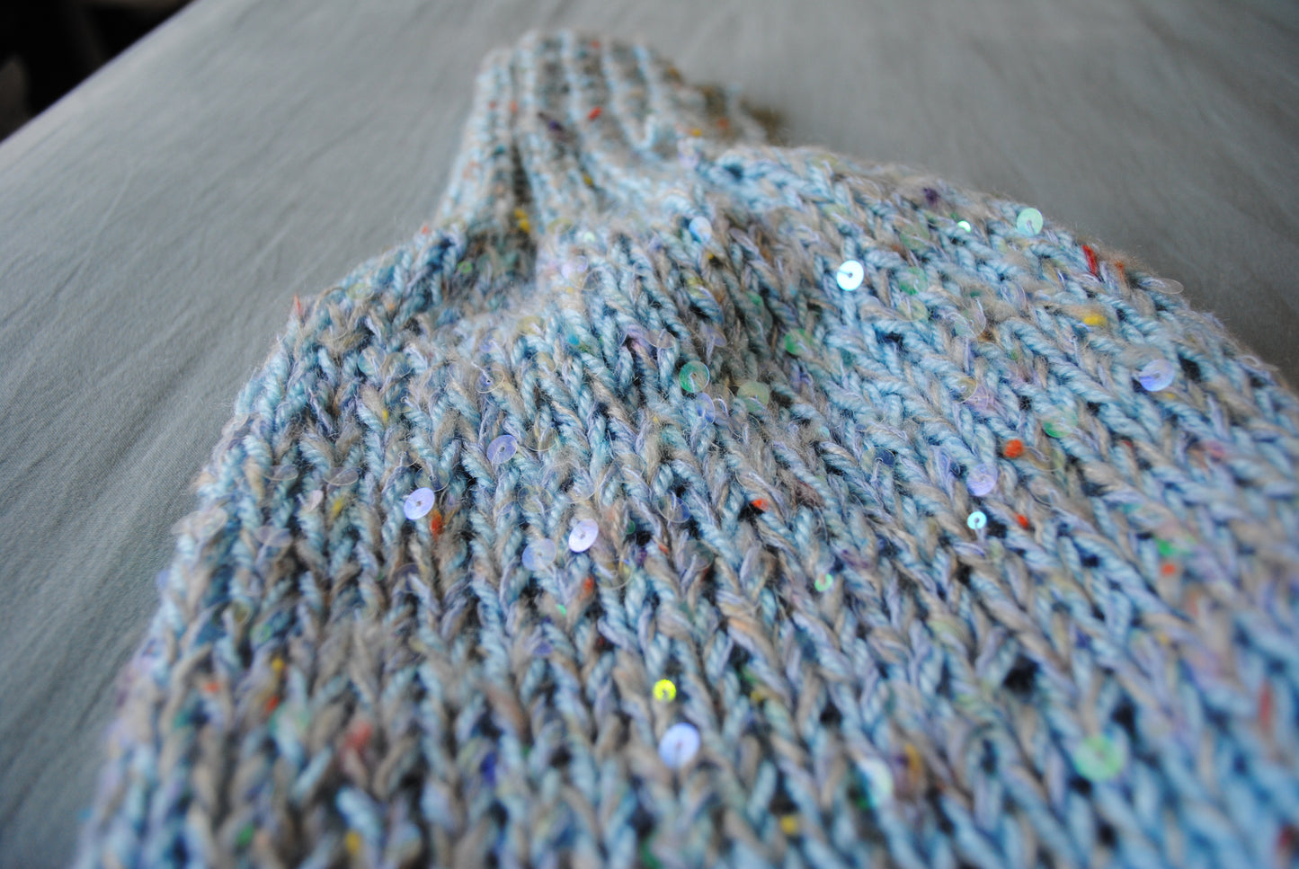 Muffler stole hand-knitted mixed yarn colorful 1645