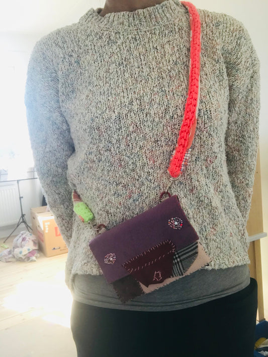 strap 手編みのストラップ 細い 手縫い 布製 毛糸 肩掛けストラップ スローファッション ハンドメイド 1730