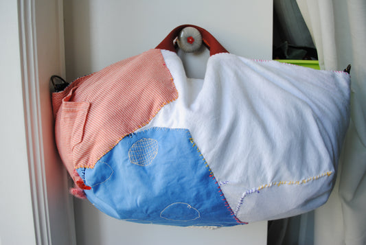 Bag 手縫のバッグ 布製 本革 持ち手 ハンドメイド 1567