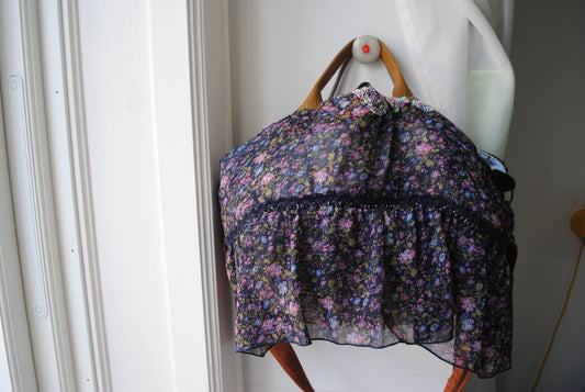 Bag 1480 手縫のバッグ 布製 本革 持ち手 ハンドメイド