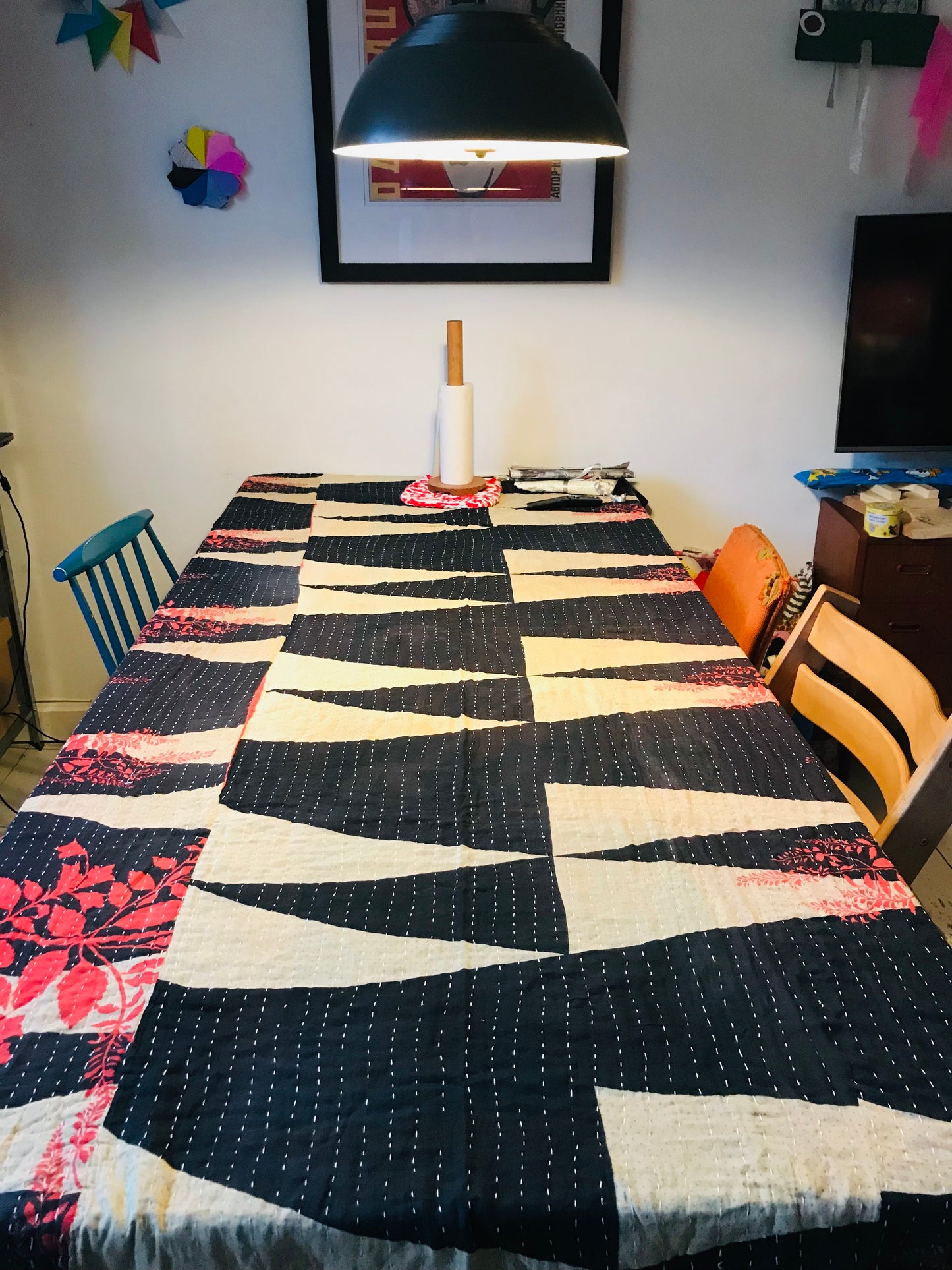 Vintage Kantha Quilt Handmade Cotton Hand Sewn Indian Ethnic 1659