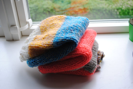Muffler stole hand-knitted colorful 1618