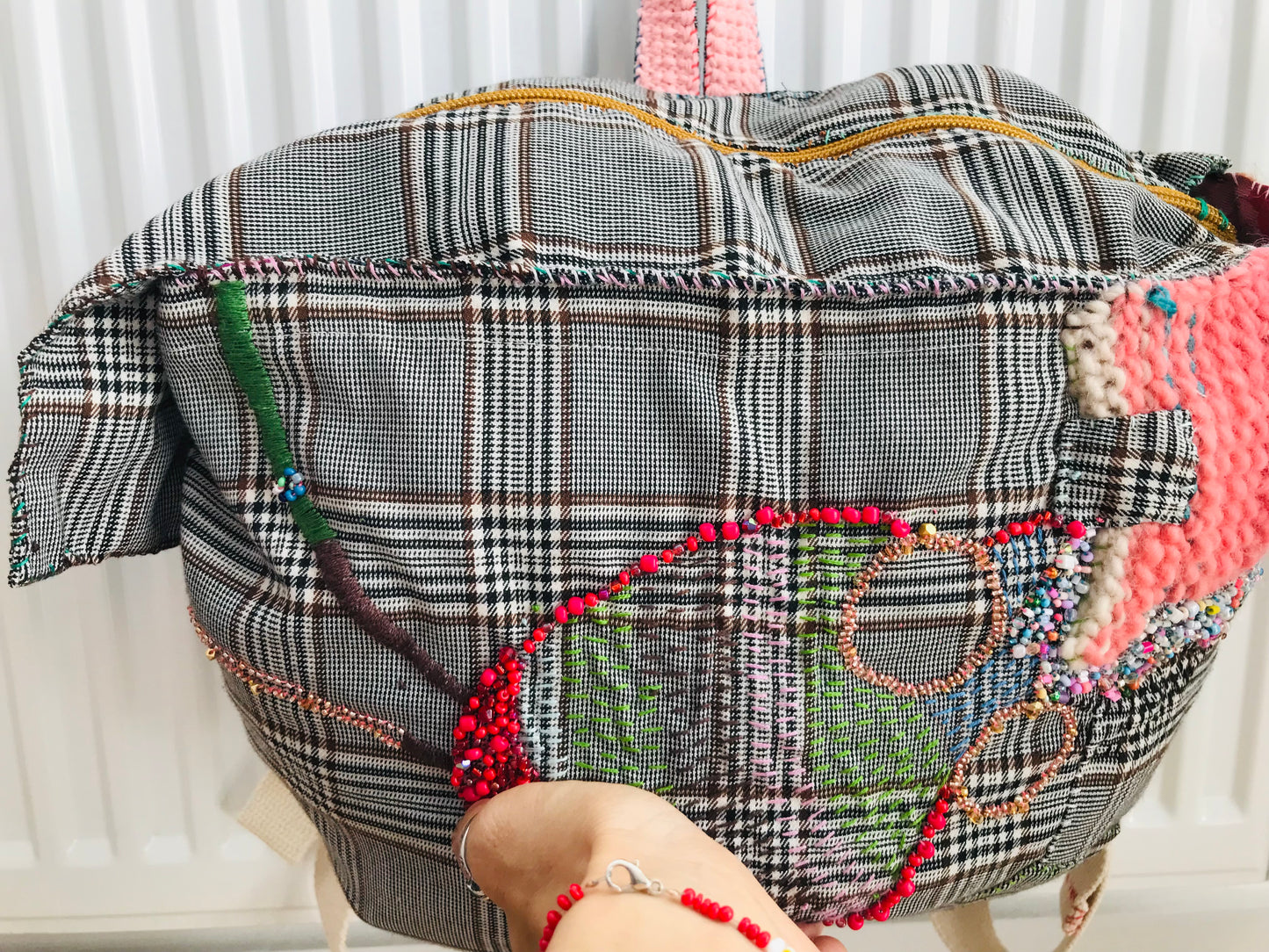 Rucksack Beaded Embroidered Hand Sewn Fabric Canvas 1586