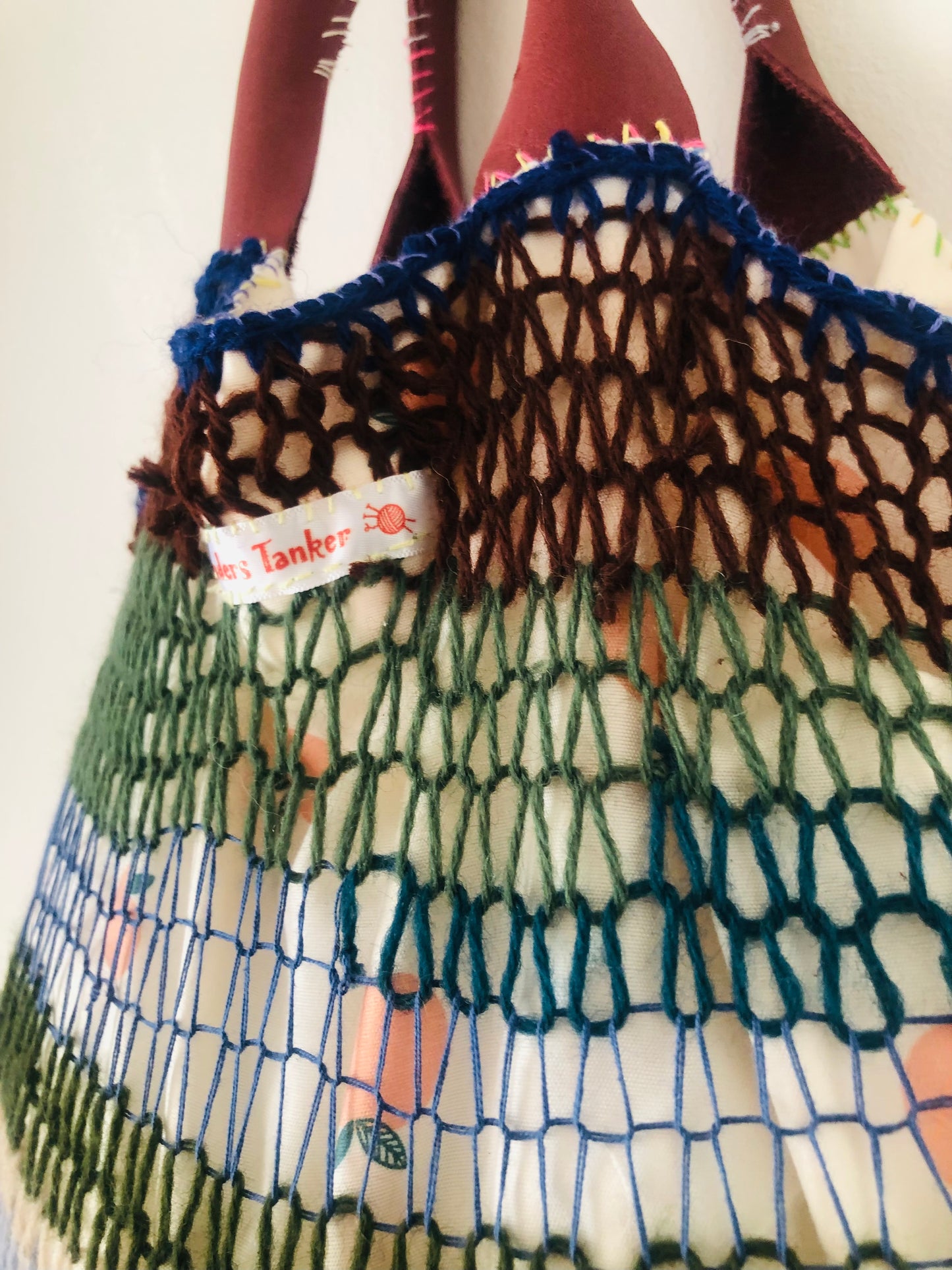 Bag 手縫いのバッグ 布製　編み物　トートバッグ　スローファッション　ハンドメイド　2498
