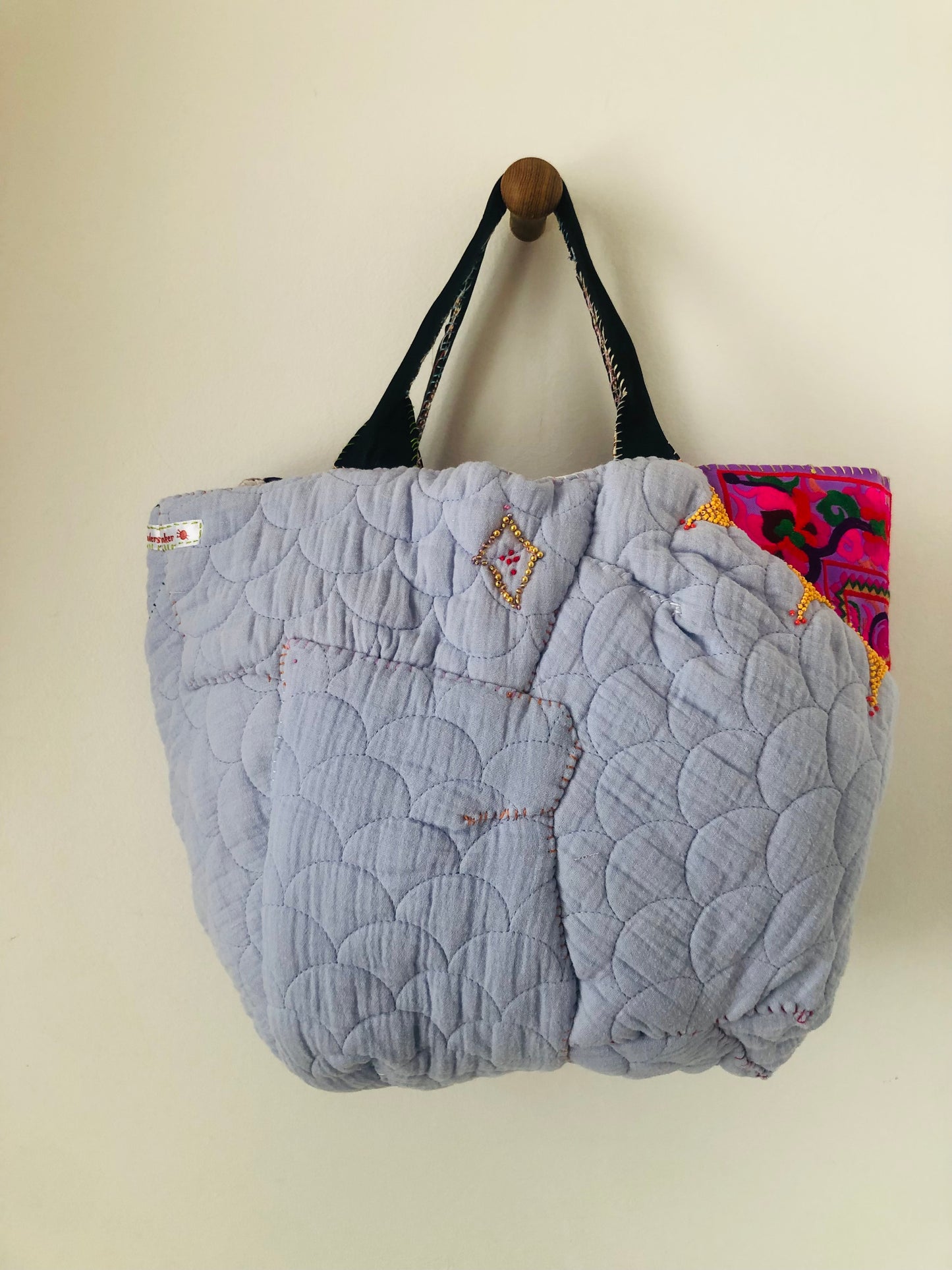 Bag Hand-stitched bag, fabric tote bag, slow fashion, handmade, 2473