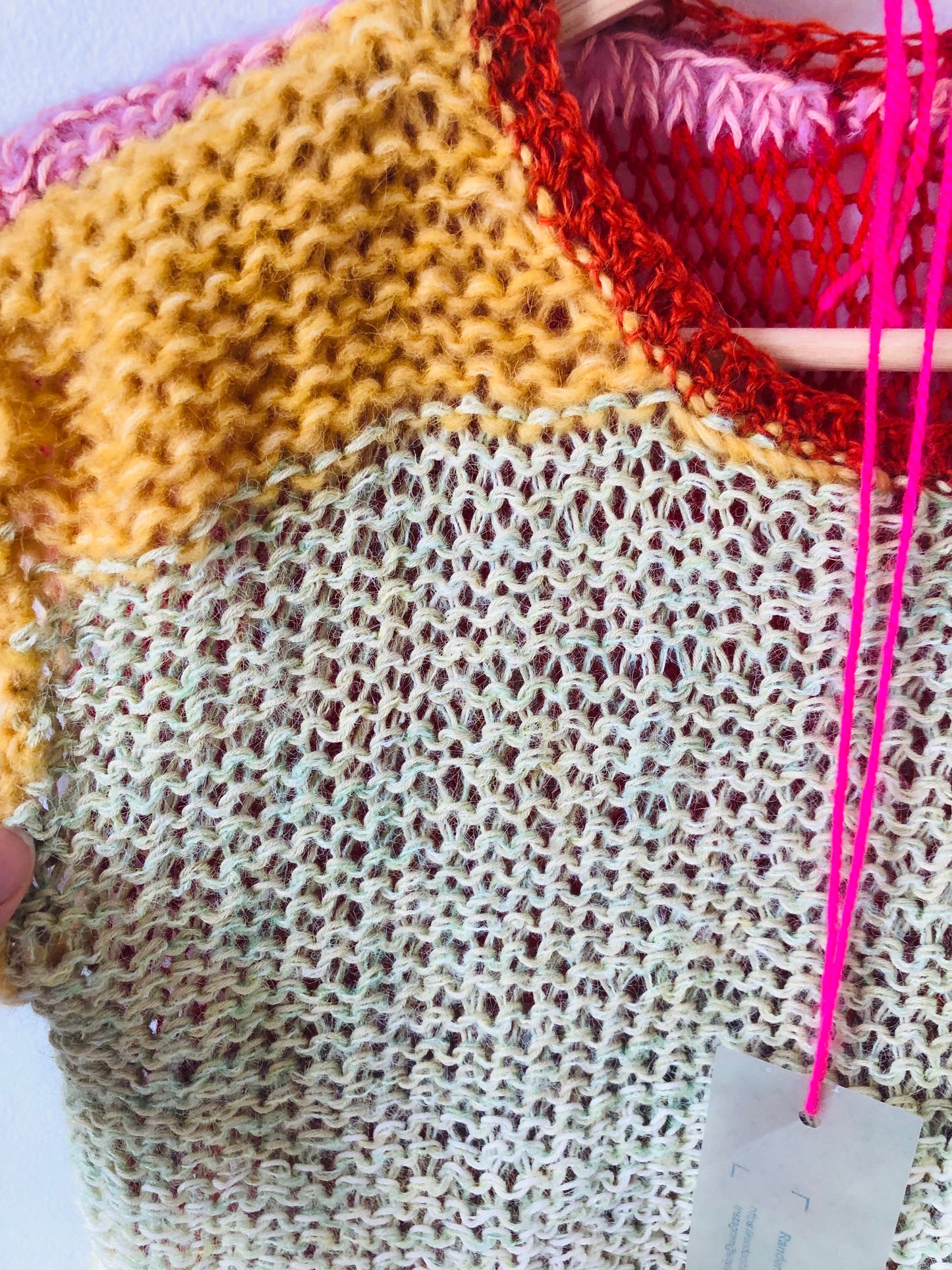 Sweater, hand-knitted, slow fashion, fancy yarn, one-of-a-kind, short-sleeved, 2517