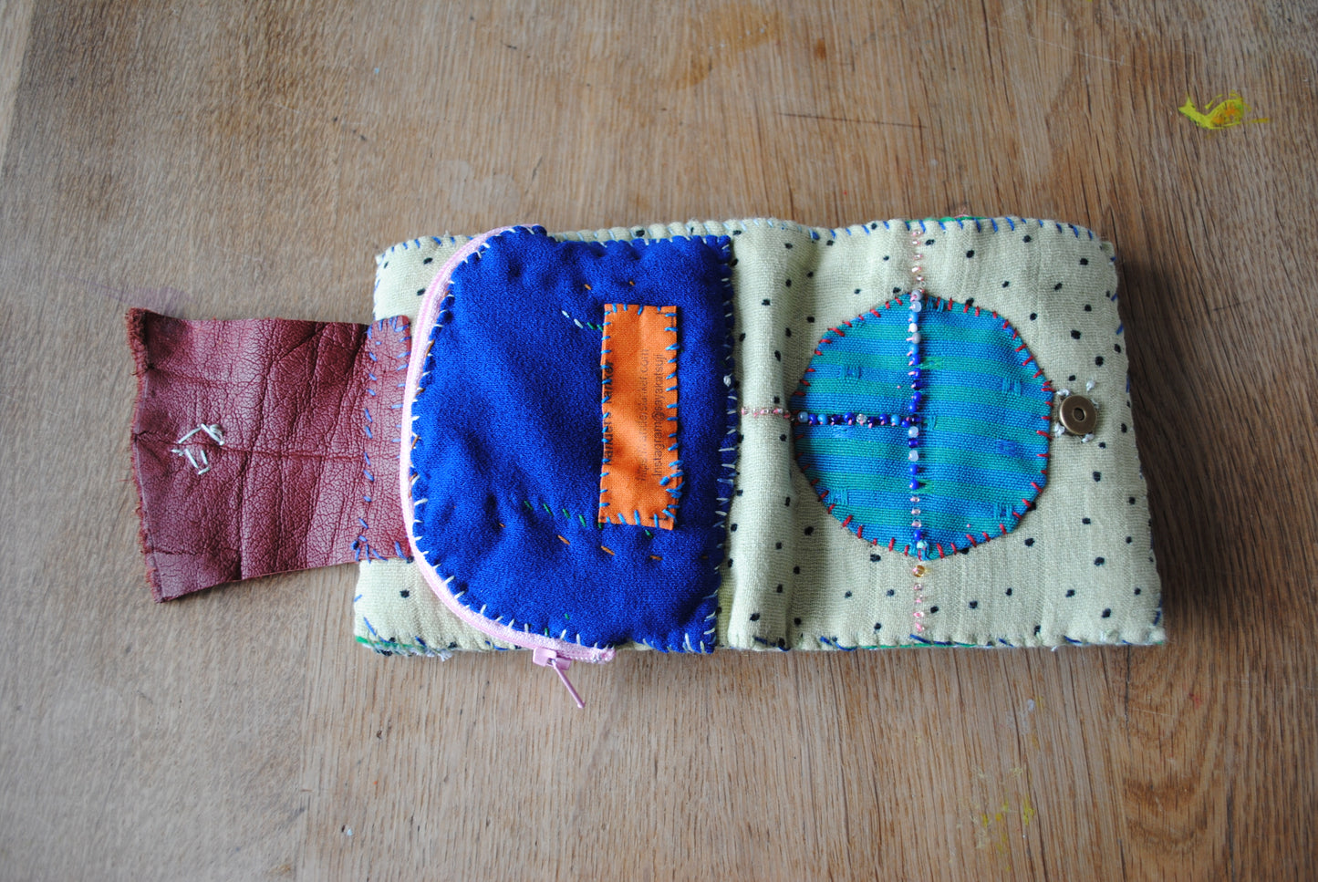 Wallet Cloth Wallet Handmade Hand Sewn Embroidered Patchwork Bifold 1650
