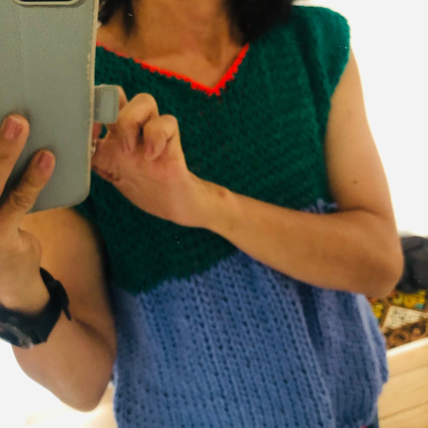 Sweater, hand-knitted, slow fashion, fancy yarn, one of a kind, short-sleeved, 2510